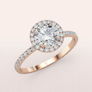 Open image in slideshow, ANTIBES HALO PAVÉ RING | ROSÉ
